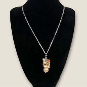 Rice pearls pendant/necklace silver plated